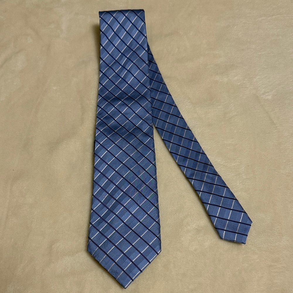 Tasso Elba Blue and Silver Checkered Tie